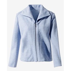 Chico's Cozy Textured Blue Women's Quilted Zip Front Jacket Blazer